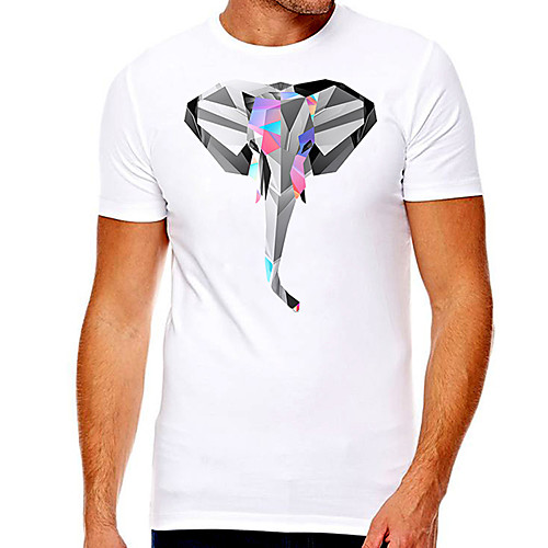 

Men's Unisex Tee T shirt Hot Stamping Graphic Prints Elephant Plus Size Print Short Sleeve Casual Tops Cotton Basic Designer Big and Tall White