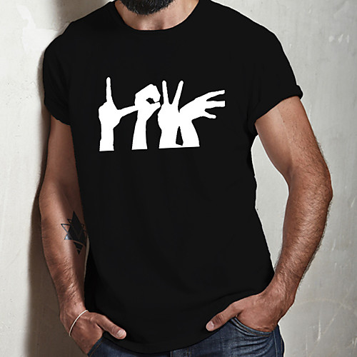 

Men's Unisex Tee T shirt Hot Stamping Graphic Prints Gesture Plus Size Print Short Sleeve Casual Tops Cotton Basic Designer Big and Tall Black