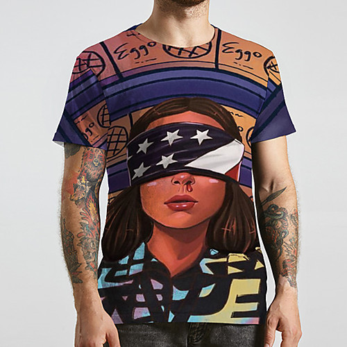

Men's Unisex Tee T shirt 3D Print Graphic Prints Human Plus Size Print Short Sleeve Casual Tops Basic Designer Big and Tall Blue