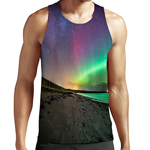 

Men's Unisex Tank Top Undershirt 3D Print Scenery Graphic Prints Plus Size Print Sleeveless Casual Tops Basic Fashion Designer Breathable Purple