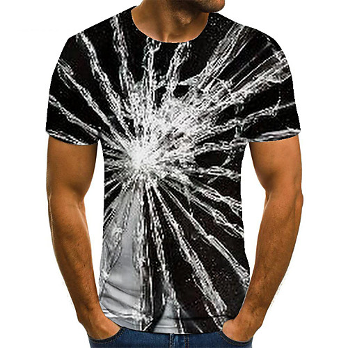 

Men's Unisex Tee T shirt 3D Print Abstract Graphic Prints Plus Size Print Short Sleeve Casual Tops Basic Fashion Designer Big and Tall Black