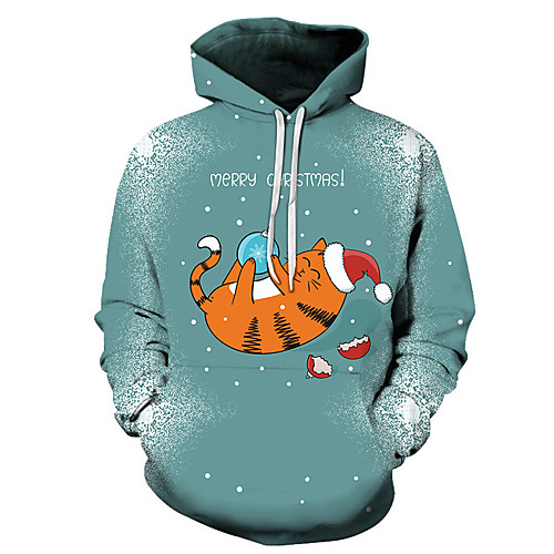 

Men's Unisex Plus Size Pullover Hoodie Sweatshirt Cat Graphic Prints Ugly Christmas Print Hooded Casual Daily Holiday 3D Print Basic Designer Hoodies Sweatshirts Long Sleeve Purple Wine Army Green