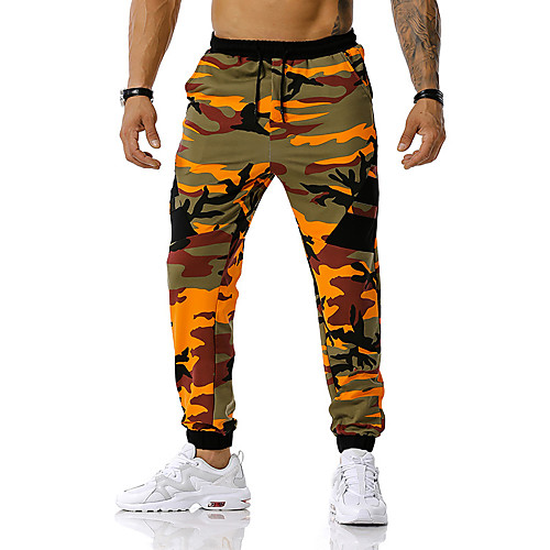

Men's Casual / Sporty Sports Sport Daily Jogger Sweatpants Pants Camouflage Full Length Drawstring Print Blue Army Green Orange Gray