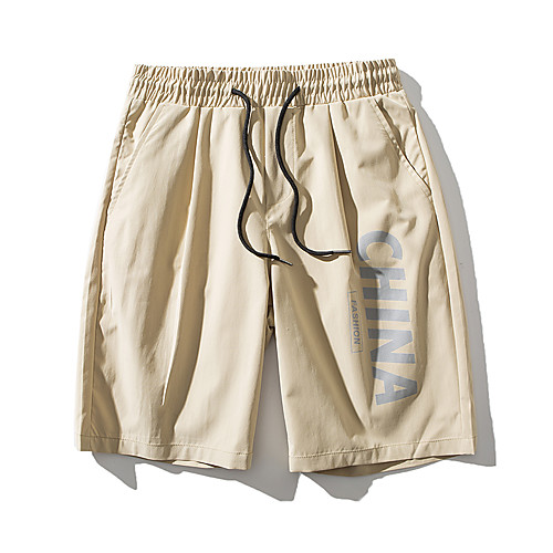 

Men's Shorts Chino Sports Loose Daily Chinos Shorts Bermuda shorts Pants Solid Colored Knee Length Pocket Black Khaki Light Grey / Summer / Drawstring