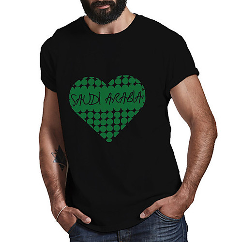 

Men's Unisex Tee T shirt Hot Stamping Heart Graphic Prints Letter Plus Size Print Short Sleeve Casual Tops Cotton Basic Fashion Designer Big and Tall Black