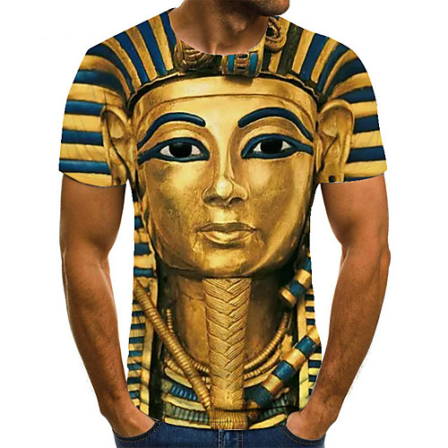 

Men's Unisex Tee T shirt Shirt 3D Print Graphic Prints Egypt series Plus Size Print Short Sleeve Casual Tops Basic Fashion Designer Big and Tall Round Neck Gold