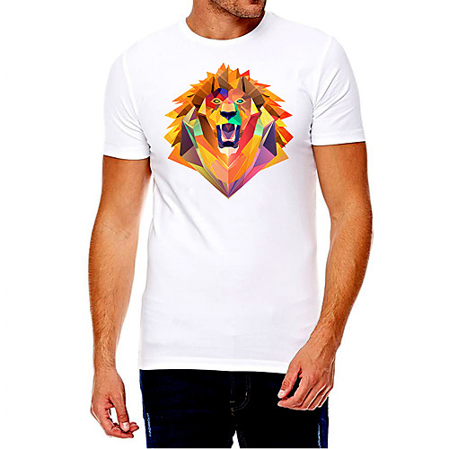 

Men's Unisex Tee T shirt Hot Stamping Graphic Prints Lion Animal Plus Size Print Short Sleeve Casual Tops Cotton Basic Fashion Designer Big and Tall White