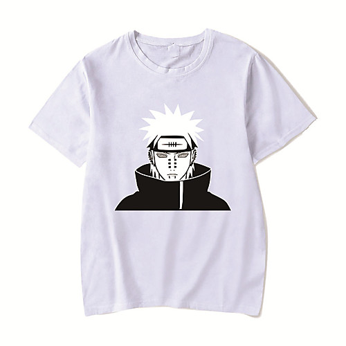 

Men's Unisex Tee T shirt Hot Stamping Anime Graphic Prints Plus Size Naruto Print Short Sleeve Casual Tops Cotton Basic Designer Big and Tall White Black Red