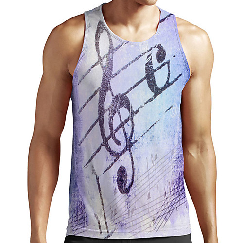 

Men's Unisex Tank Top Undershirt 3D Print Graphic Prints Notes Plus Size Print Sleeveless Casual Tops Basic Designer Big and Tall Black / White