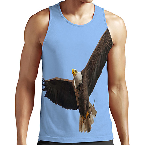 

Men's Unisex Tank Top Undershirt 3D Print Graphic Prints Eagle Plus Size Print Sleeveless Casual Tops Basic Designer Big and Tall Blue