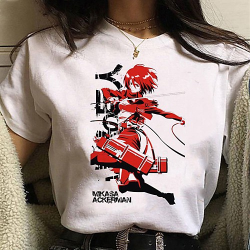 

Inspired by Attack on Titan Cosplay Anime Cartoon Polyester / Cotton Blend Print Harajuku Graphic Kawaii T-shirt For Women's / Men's