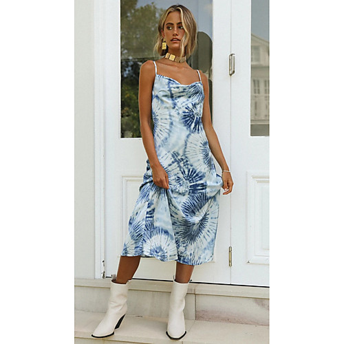 

Women's Strap Dress Midi Dress Photo Color Sleeveless Solid Color Summer Casual / Daily 2021 S M L XL