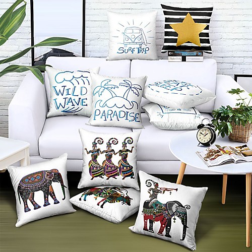 

Double Side Cushion Cover 1PC Faux Linen Soft Decorative Square Pillowcase for Sofa bedroom Car Chair Superior Quality Outdoor Cushion for Patio Garden Farmhouse Bench Couch