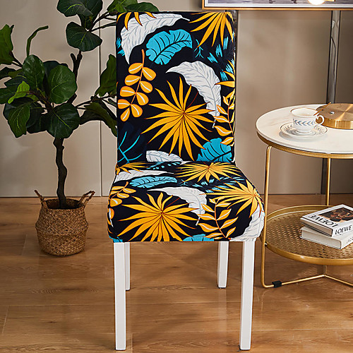 

Floral Leaves Print Super Soft Chair Cover Stretch Removable Washable Dining Room Chair Protector Slipcovers Home Decor Dining Room Seat Cover