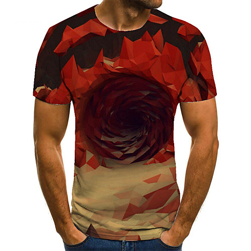 

Men's Unisex Tee T shirt 3D Print Optical Illusion Graphic Prints Plus Size Print Short Sleeve Casual Tops Basic Fashion Designer Big and Tall Red