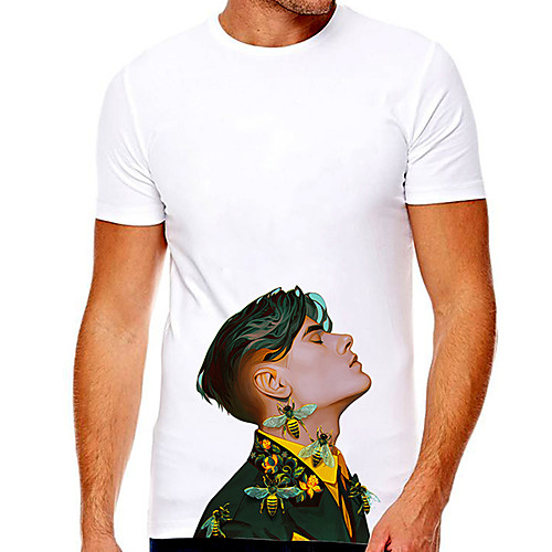 

Men's Unisex Tee T shirt Hot Stamping Graphic Prints Human face Plus Size Print Short Sleeve Casual Tops Cotton Basic Designer Big and Tall White