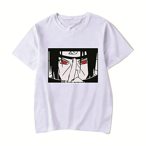 

Men's Unisex Tee T shirt Hot Stamping Anime Graphic Prints Plus Size Naruto Print Short Sleeve Casual Tops Cotton Basic Designer Big and Tall White Black Red