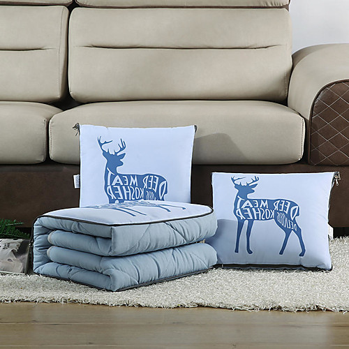 

Pillow Quilt Multifunction Foldable Quilt Home Office Car Air Conditioning Quilt Washed Cotton Nordic Style Unfold Size 110150cm