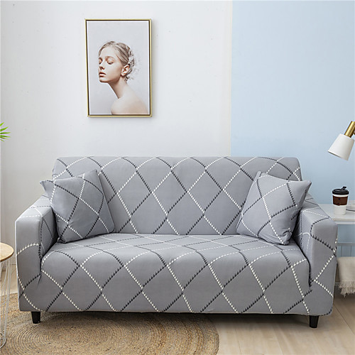 

Grey Stripes Print Dustproof All-powerful Slipcovers Stretch Sofa Cover Super Soft Fabric Couch Cover With One Free Boster Case(Chair/Love Seat/3 Seats/4 Seats)
