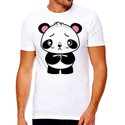 

Men's Unisex Tee T shirt Hot Stamping Graphic Prints Panda Plus Size Print Short Sleeve Casual Tops Cotton Basic Fashion Designer Big and Tall White