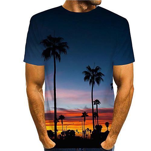 

Men's Tee T shirt 3D Print Graphic Prints Forest Print Short Sleeve Daily Tops Casual Designer Big and Tall Blue