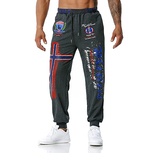 

Men's Casual / Sporty Casual Sports Chinos Sweatpants Pants Graphic Full Length Print Black Blue Dark Gray