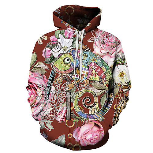 

Men's Unisex Plus Size Pullover Hoodie Sweatshirt Graphic Prints Animal Print Hooded Casual Daily Holiday 3D Print Basic Designer Hoodies Sweatshirts Long Sleeve Wine Red
