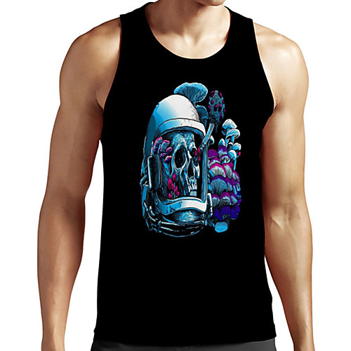 

Men's Unisex Tank Top Undershirt 3D Print Graphic Prints Skull Plus Size Print Sleeveless Casual Tops Basic Designer Big and Tall Black