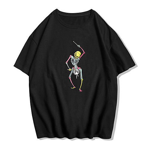 

Men's Unisex Tee T shirt Hot Stamping Graphic Prints Skull Plus Size Print Short Sleeve Street Tops Cotton Basic Designer Big and Tall Round Neck White Black Blue / Summer