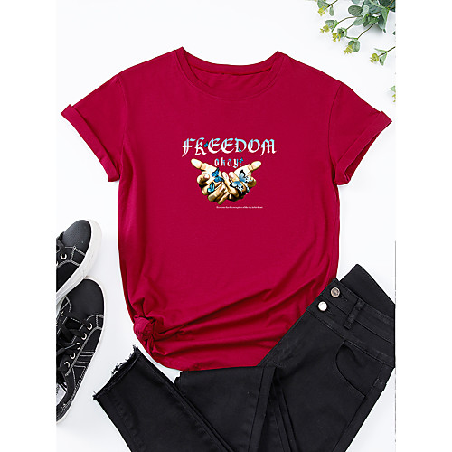 

Women's T shirt Graphic Butterfly Print Round Neck Basic Tops 100% Cotton Purple Wine Black