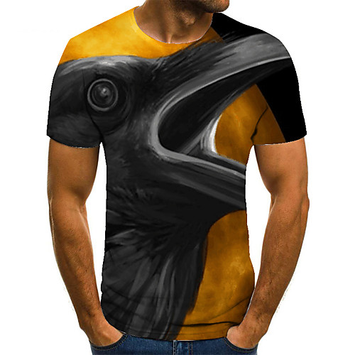 

Men's Unisex Tee T shirt Shirt 3D Print Graphic Prints Bird Plus Size Print Short Sleeve Casual Tops Basic Fashion Designer Big and Tall Round Neck Yellow