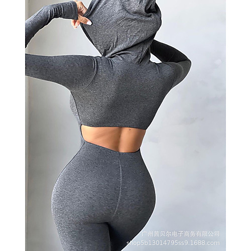 

2021 european and american new dark gray hooded jumpsuit