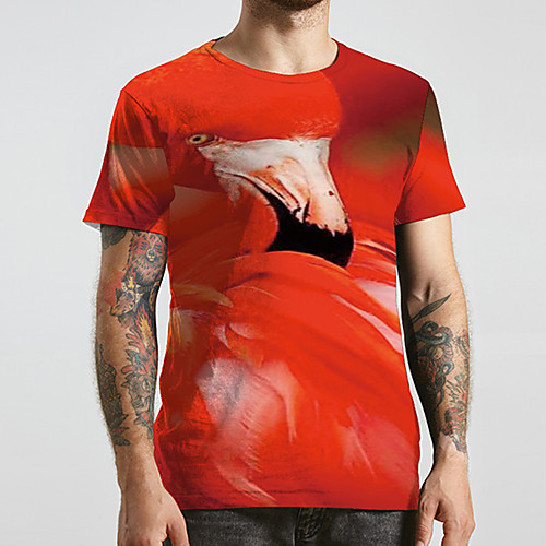 

Men's Unisex Tee T shirt 3D Print Graphic Prints Bird Plus Size Print Short Sleeve Casual Tops Basic Designer Big and Tall Red