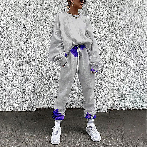 

Women's Basic Streetwear Floral 3D Print Heart Vacation Casual / Daily Two Piece Set Crew Neck Tracksuit T shirt Pant Loungewear Drawstring Print Tops / Loose