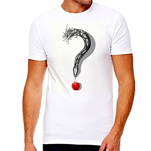 

Men's Unisex Tee T shirt Hot Stamping Graphic Prints Snake Plus Size Print Short Sleeve Casual Tops Cotton Basic Designer Big and Tall White