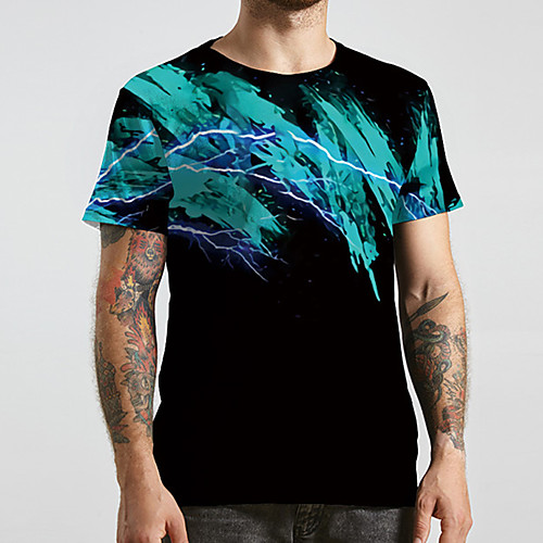 

Men's Unisex Tee T shirt 3D Print Graphic Prints Graffiti Plus Size Print Short Sleeve Casual Tops Basic Designer Big and Tall Black