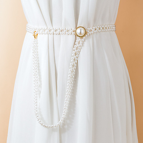 

Women's Chain Daily Date Dress Silver Belt Solid Colored / Party / Imitation Pearl / Alloy