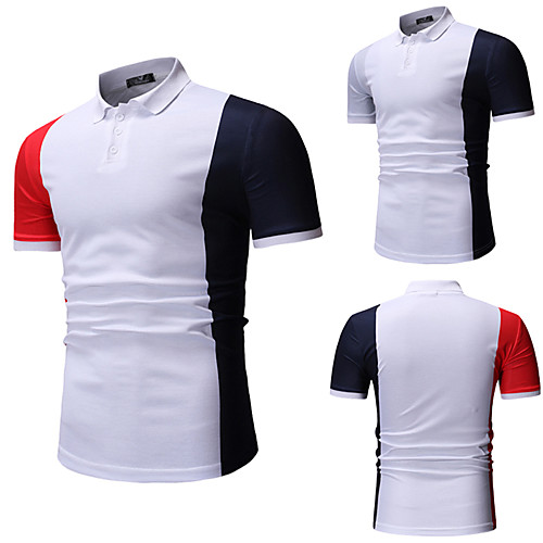 

Men's Golf Shirt Tennis Shirt Other Prints Color Block Short Sleeve Casual Tops Cotton Casual White Red / Summer