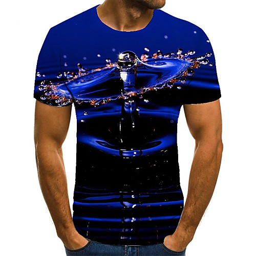

Men's Unisex Tee T shirt 3D Print Graphic Prints Spray Plus Size Print Short Sleeve Casual Tops Basic Fashion Designer Big and Tall Blue
