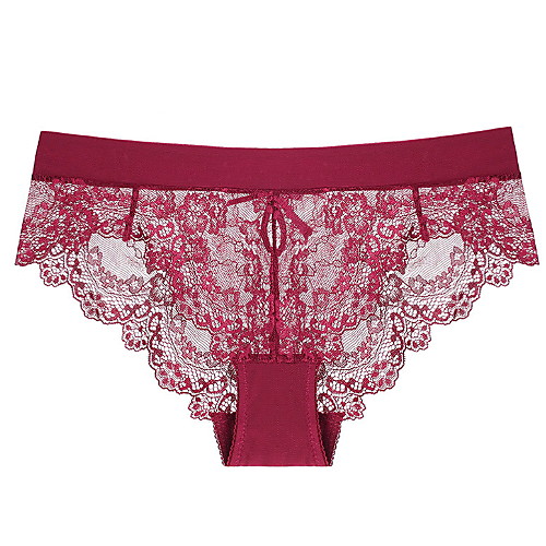 

Women's Lace Brief Micro-elastic Low Waist Wine S