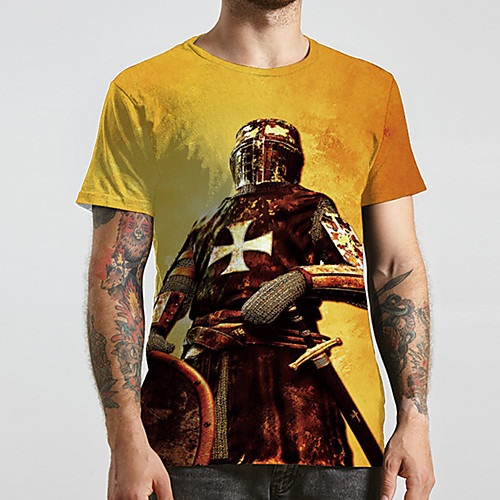 

Men's Unisex Tee T shirt 3D Print Anime Graphic Prints Plus Size Print Short Sleeve Casual Tops Basic Designer Big and Tall Yellow