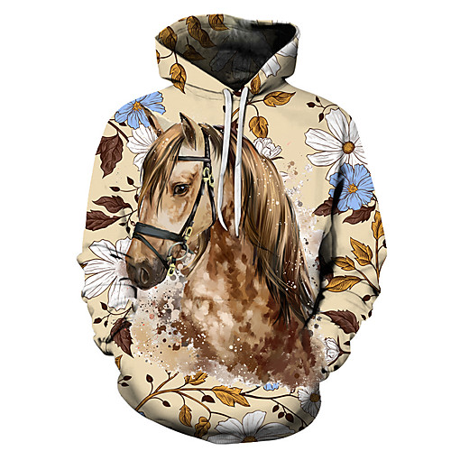 

Men's Unisex Plus Size Pullover Hoodie Sweatshirt Graphic Prints Horse Print Hooded Casual Daily Holiday 3D Print Basic Designer Hoodies Sweatshirts Long Sleeve 1 2 3