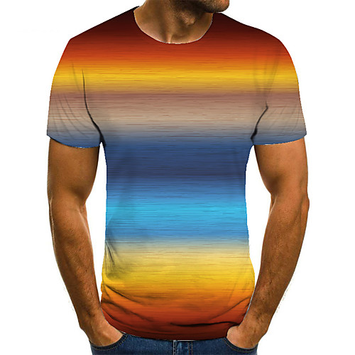 

Men's Unisex Tee T shirt 3D Print Rainbow Graphic Prints Plus Size Print Short Sleeve Casual Tops Basic Fashion Designer Big and Tall Rainbow