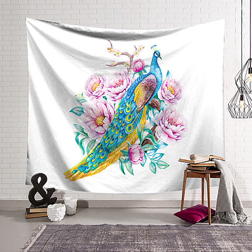 

Peacock Floral Wall Tapestry Art Decor Blanket Curtain Hanging Home Bedroom Living Room Decoration Polyester