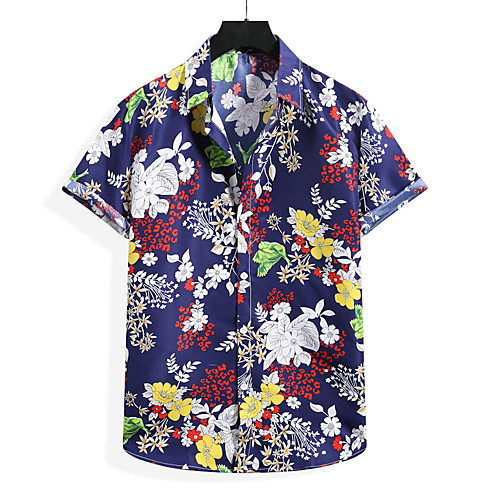 

Men's Shirt Other Prints Graphic Prints Print Short Sleeve Casual Tops Boho Blue