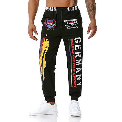 

Men's Casual / Sporty Casual Sports Chinos Sweatpants Pants Graphic Full Length Print Black Light gray Dark Gray