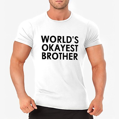 

Men's Unisex T shirt Shirt Hot Stamping Letter Plus Size Print Short Sleeve Daily Tops 100% Cotton Basic Casual Round Neck White Black Gray / Summer