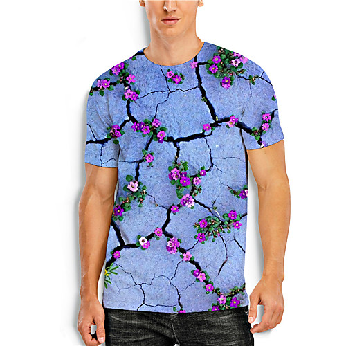 

Men's Tee T shirt 3D Print Graphic Prints Crack Print Short Sleeve Daily Tops Casual Designer Big and Tall Blue
