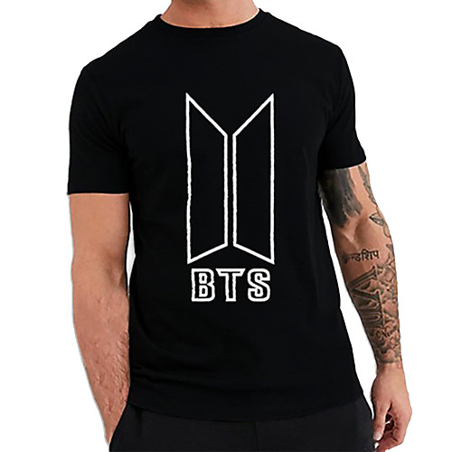 

Men's Unisex Tee T shirt Hot Stamping Graphic Prints Letter Plus Size Print Short Sleeve Casual Tops Cotton Basic Fashion Designer Big and Tall Black