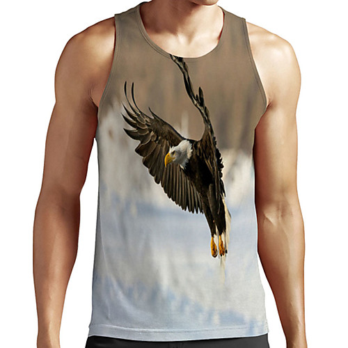 

Men's Unisex Tank Top Undershirt Shirt 3D Print Graphic Prints Eagle Plus Size Print Sleeveless Casual Tops Basic Designer Big and Tall Round Neck Brown / Summer